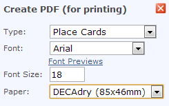 Print Placecards from the Print Menu