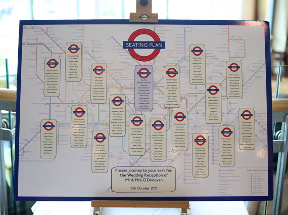 London Underground themed wedding table plan