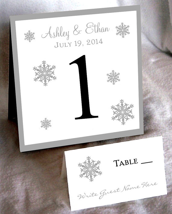 Snowflake table numbers and place cards