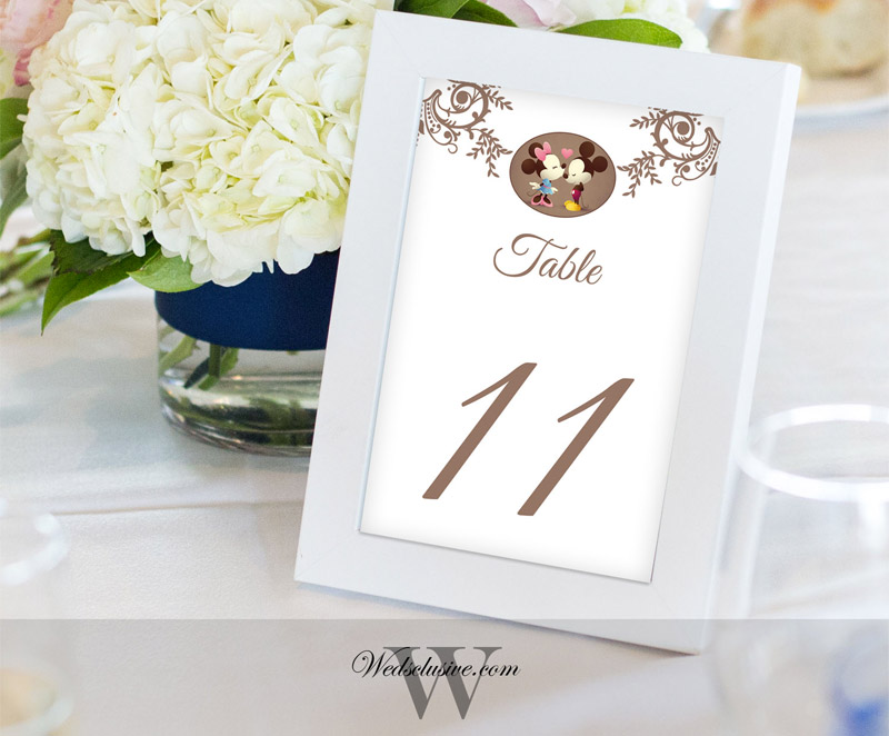 Disney Wedding Table Number Cards