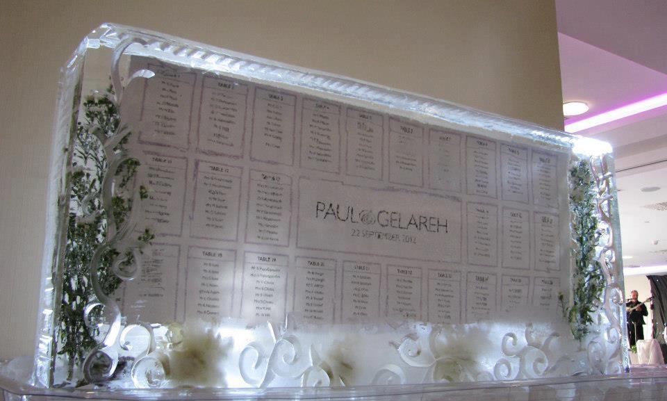 Ice sculpture wedding seating plan - icestyling.co.uk