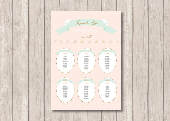 any Colour Wedding butterfly SEATING PLAN on canvas Dusky Blush Pink 