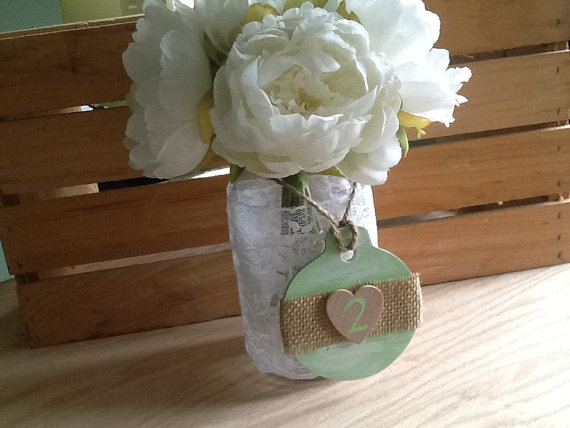 Mint green rustic table number